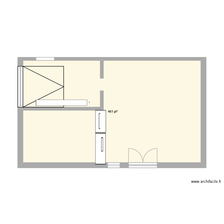 show room. Plan de 1 pièce et 43 m2