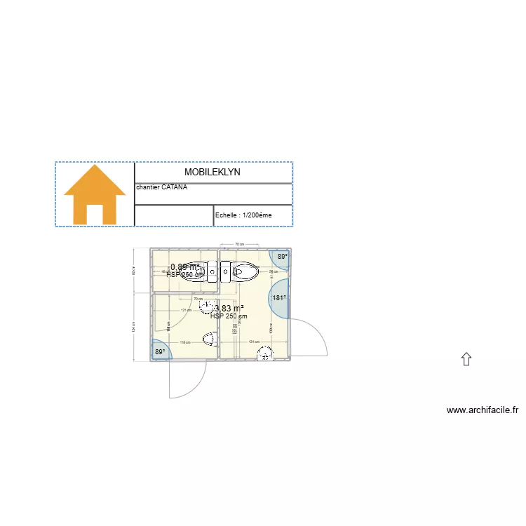 plan cabine CHANTIER CATANA. Plan de 