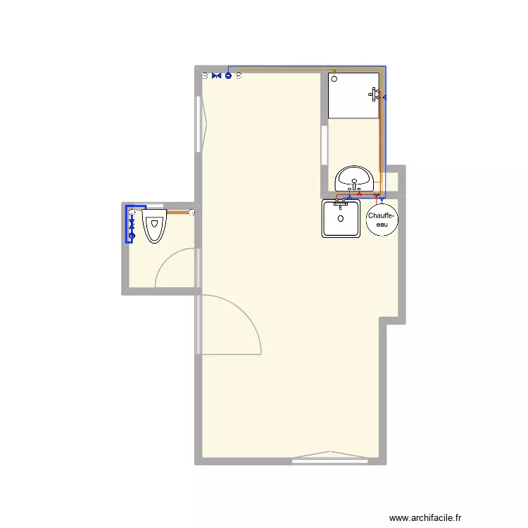 Appart plomberie. Plan de 3  et 17 m²