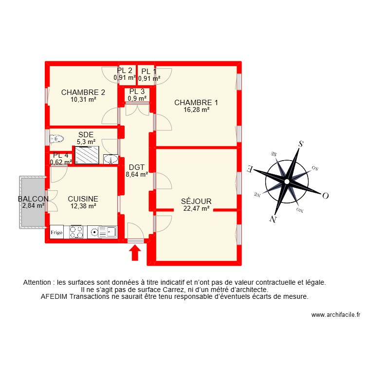 BI 29216. Plan de 23 pièces et 96 m2