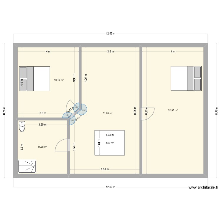 ETAGE REMI. Plan de 5 pièces et 100 m2