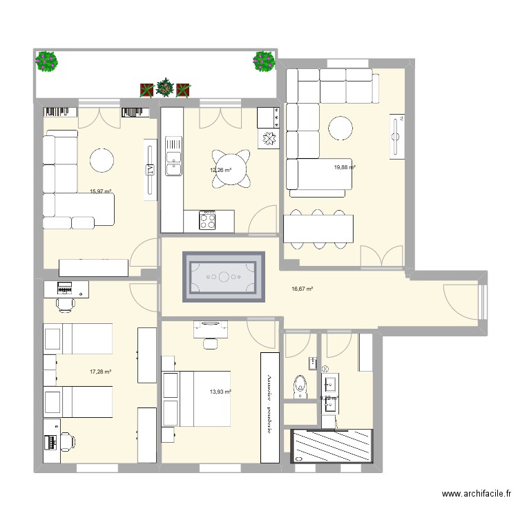 Tayba3. Plan de 7 pièces et 105 m2
