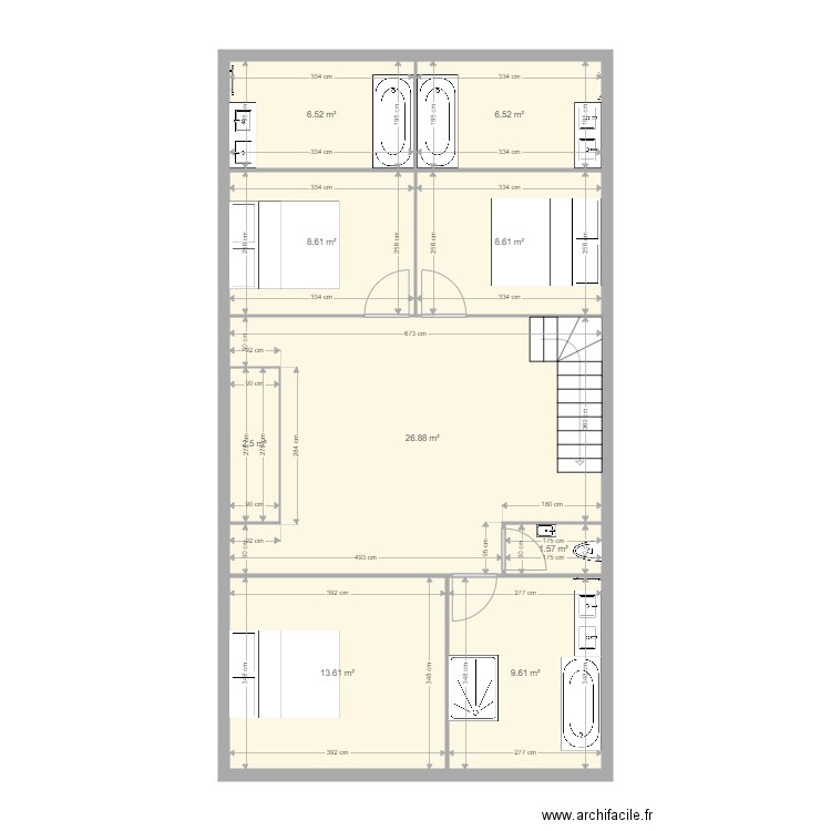 galyce bey 3 1etage. Plan de 9 pièces et 84 m2