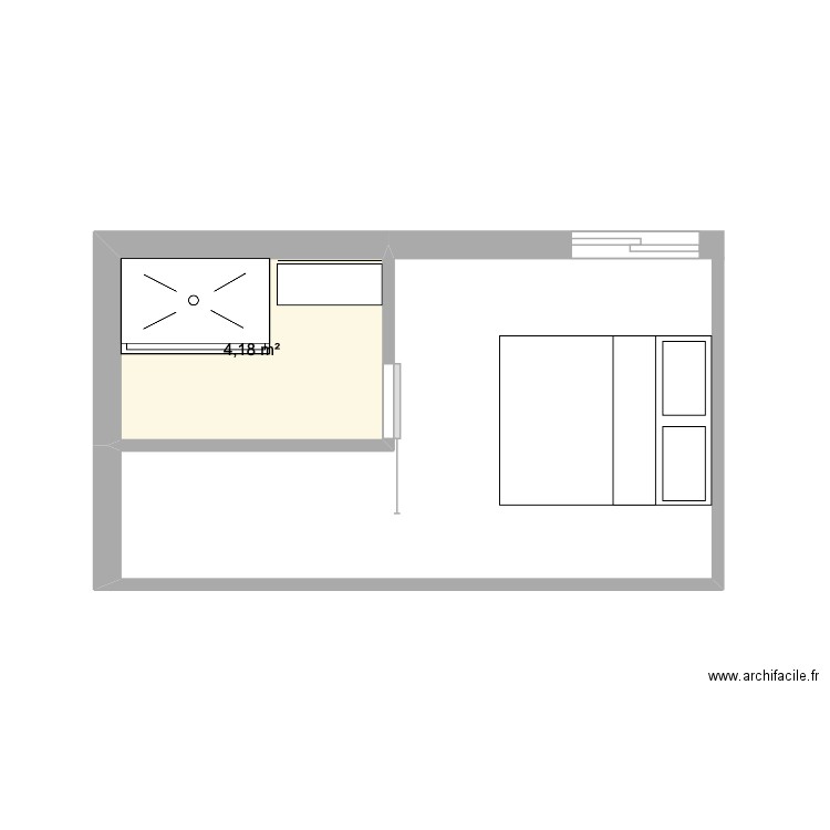 chambre parentale. Plan de 1 pièce et 4 m2