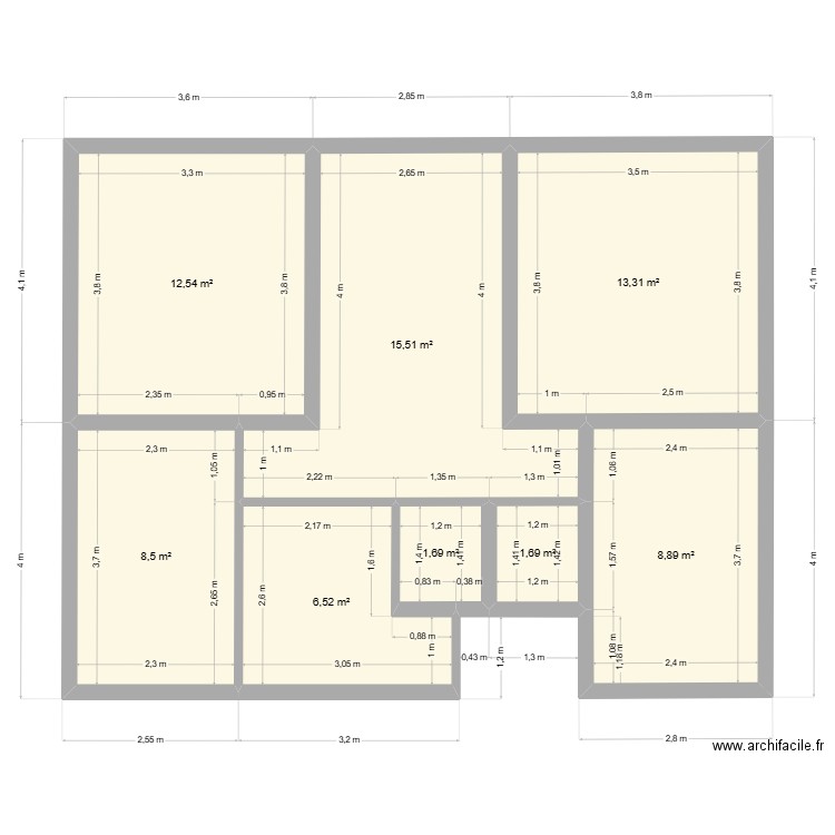 plan to finalize. Plan de 8 pièces et 69 m2