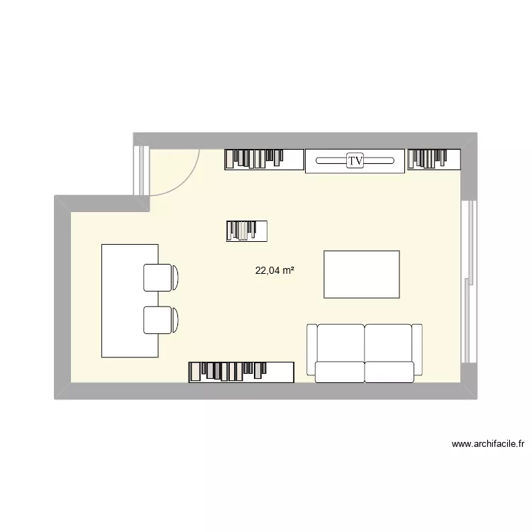 salon. Plan de 1  et 22 m²