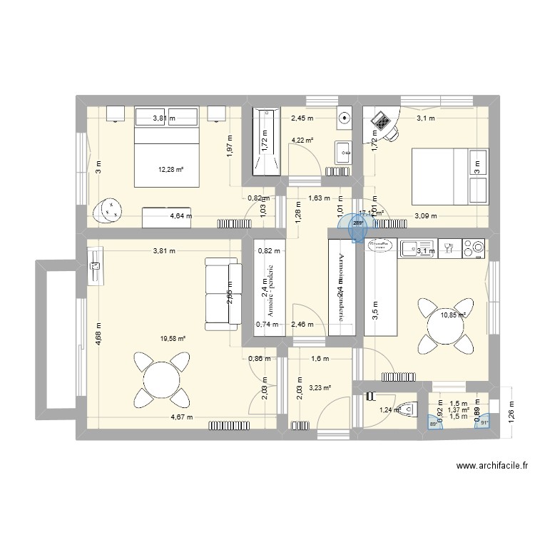 T3 RESIDENCE TARBES. Plan de 8 pièces et 70 m2