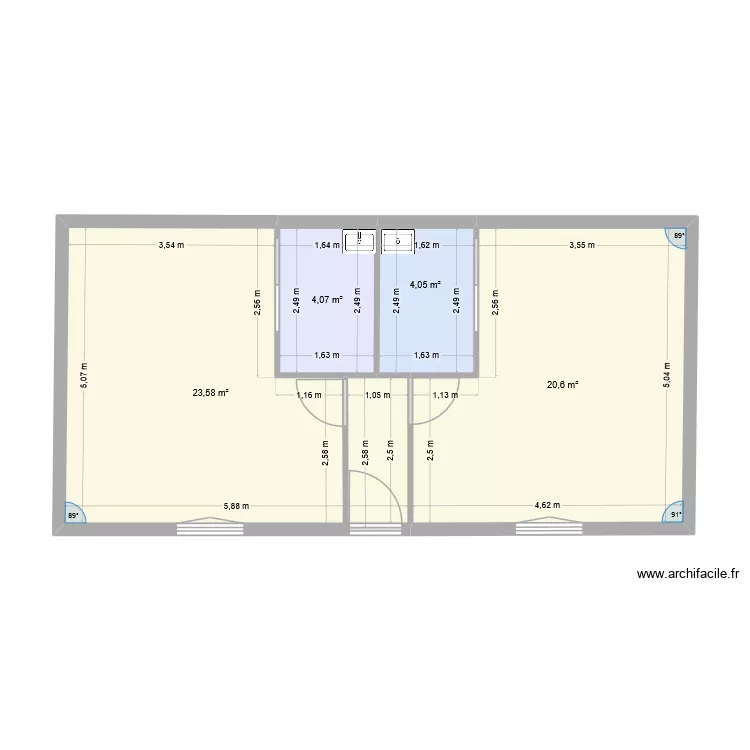 LOC LTF. Plan de 4 pièces et 52 m²
