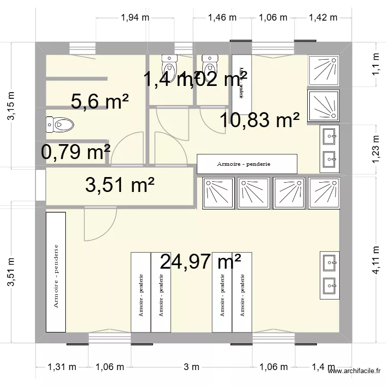 Zone de vie v Mel. Plan de 7 Pièces et 48 m² Zone de vie v Mel. Plan de 7 Pièces et 48 m²