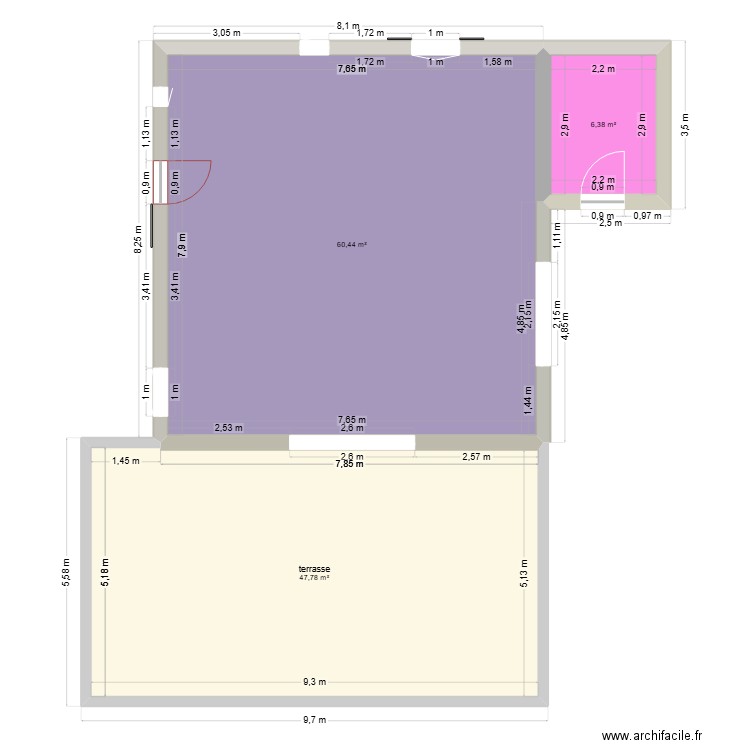 barosso maison. Plan de 3 pièces et 115 m2