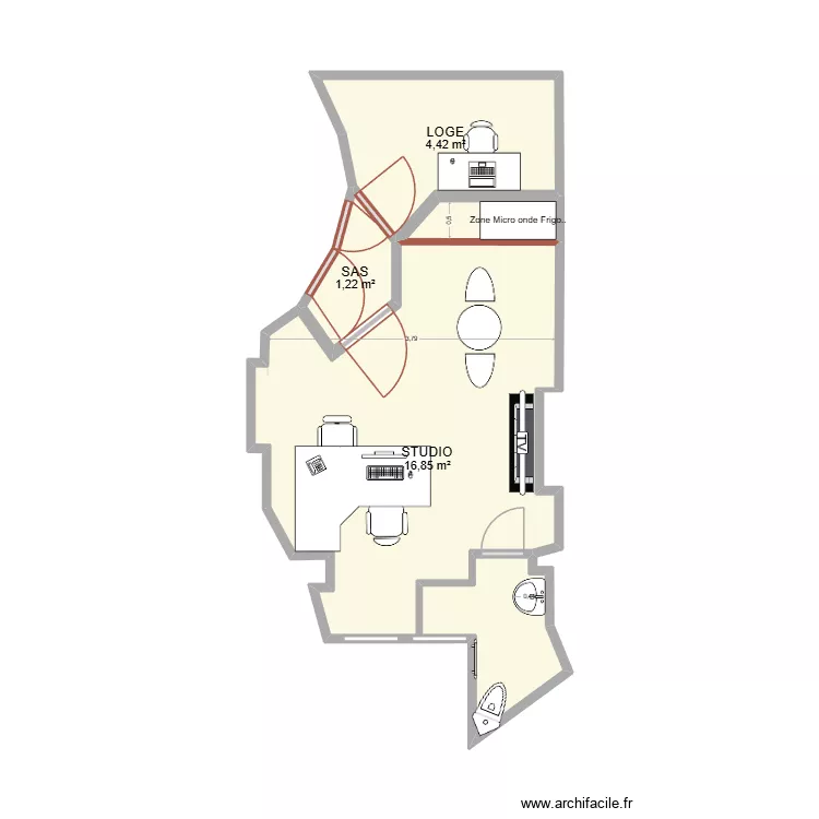 plan loge v2. Plan de 4  et 23 m²