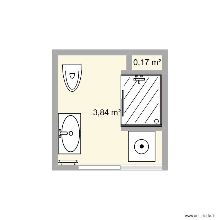 Studio. Plan de 2 pièces et 4 m2