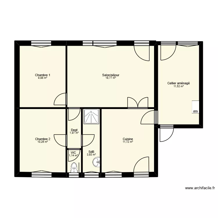 Lassier &agrave; l'ILe Bouchard existant. Plan de 