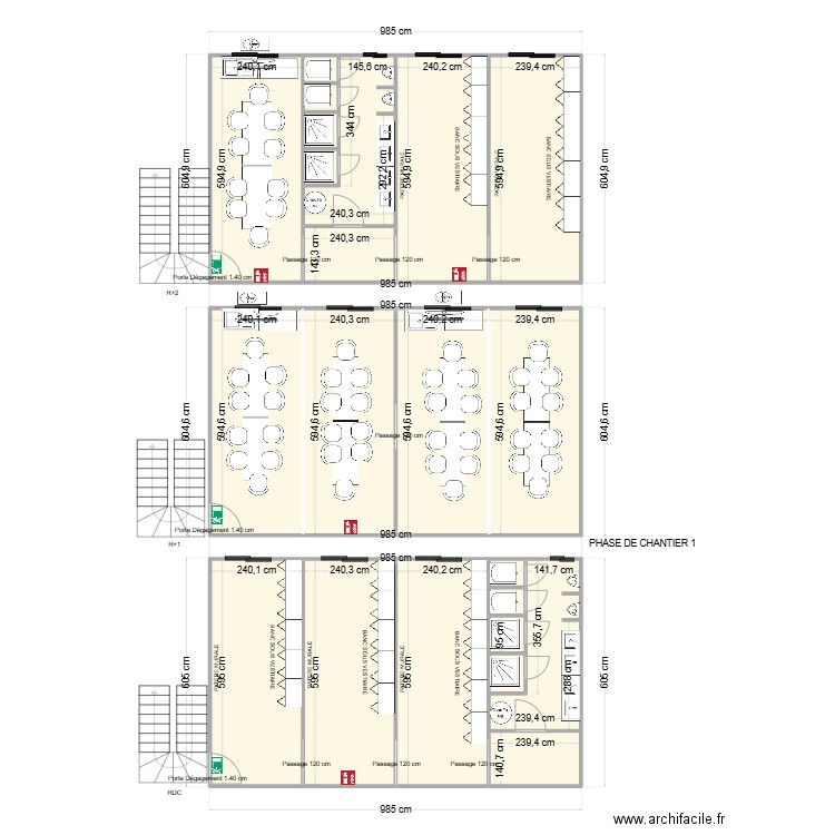 EIFFAGE CHANTIER LYON 3  / H.HOTEL. Plan de 22 pièces et 170 m2