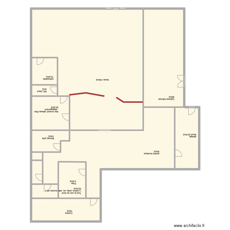 pharma. Plan de 13 pièces et 382 m2