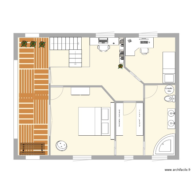 etage. Plan de 5 pièces et 72 m2