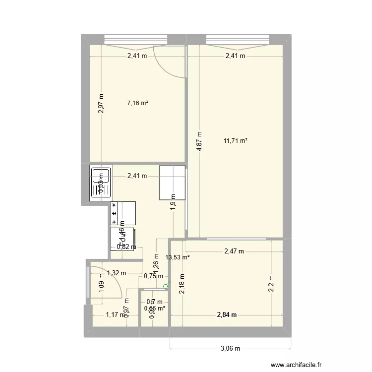 fred. Plan de 4  et 33 m²
