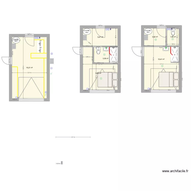 Duffaud. Plan de 7  et 56 m²