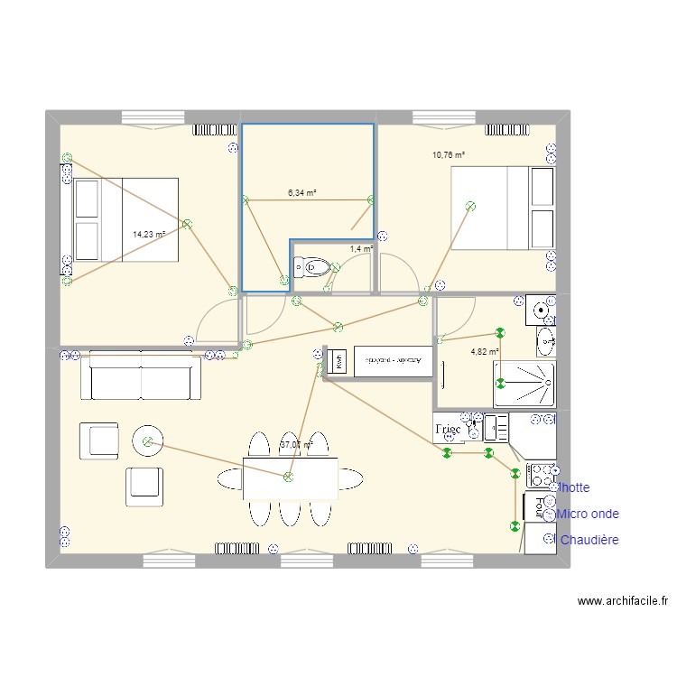 Saint joseph R+1 Electrique. Plan de 6 pièces et 75 m2