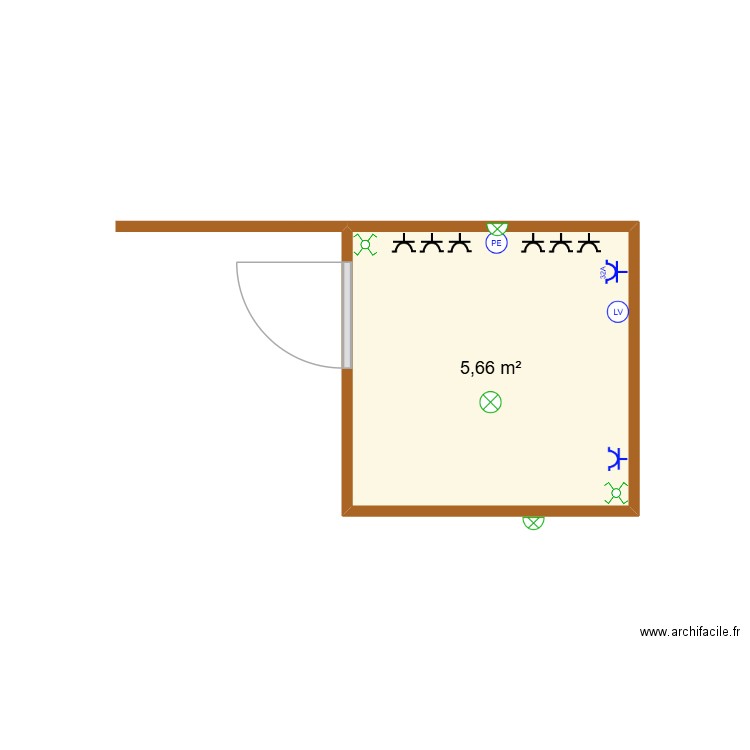 cuisine projet. Plan de 1 pièce et 6 m2