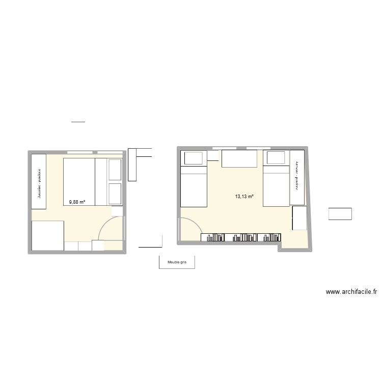 Nogent. Plan de 2 pièces et 23 m2