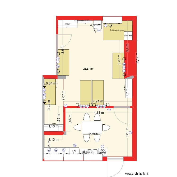 SMI CBL peinture. Plan de 2 pièces et 41 m2