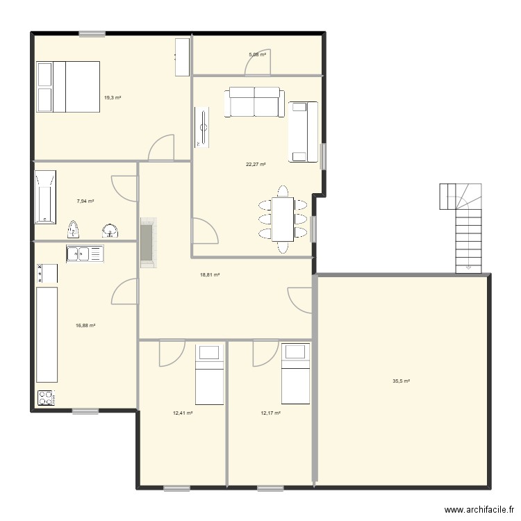 Riadh1. Plan de 9 pièces et 150 m2
