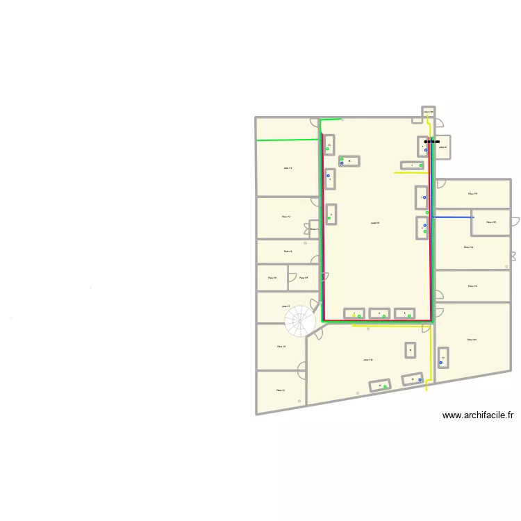 halle. Plan de 39  et 612 m²