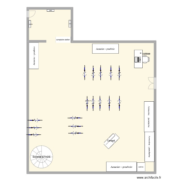 MAGASIN ID2ALE. Plan de 1 pièce et 254 m2