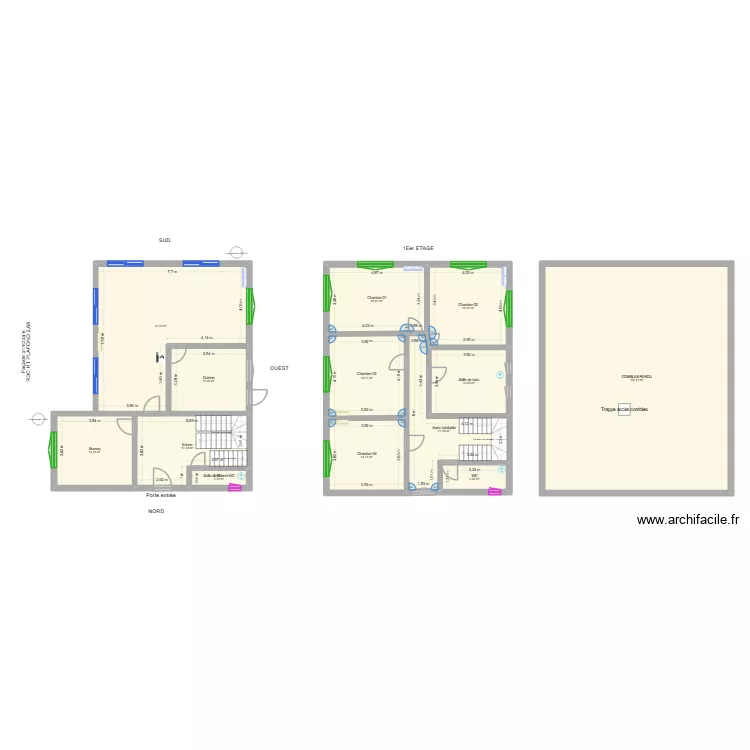 Noulin. Plan de 13  et 299 m²