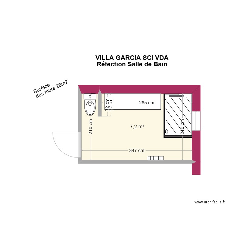 VILLA GARCIA SDB. Plan de 1 pièce et 7 m2