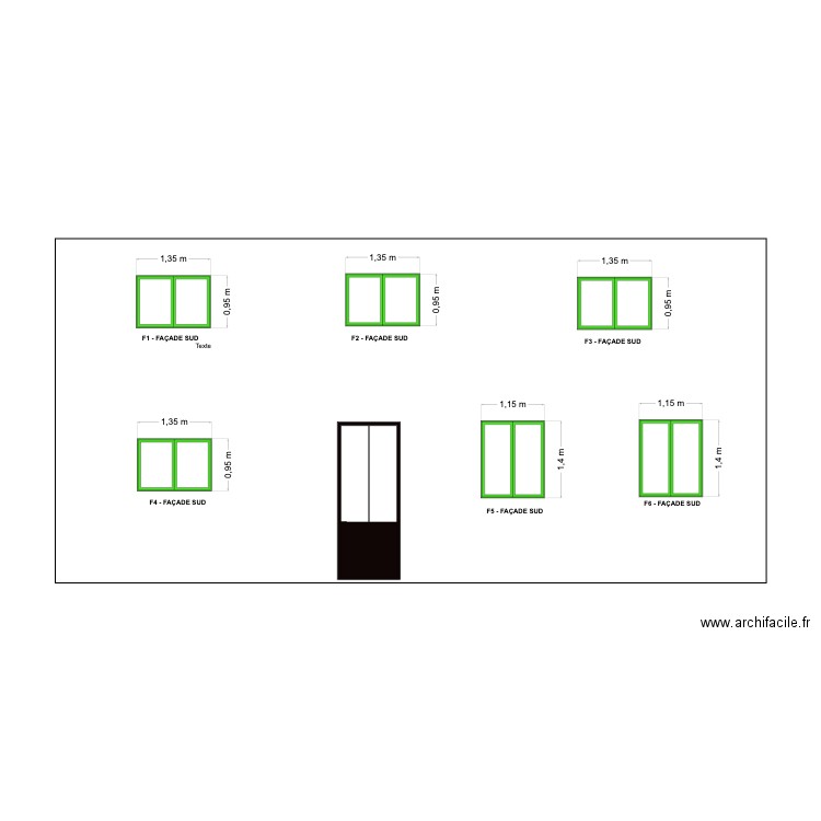 OMANG FACADE SUD  MENUISERIES A CHANGÉES. Plan de 0 pièce et 0 m2