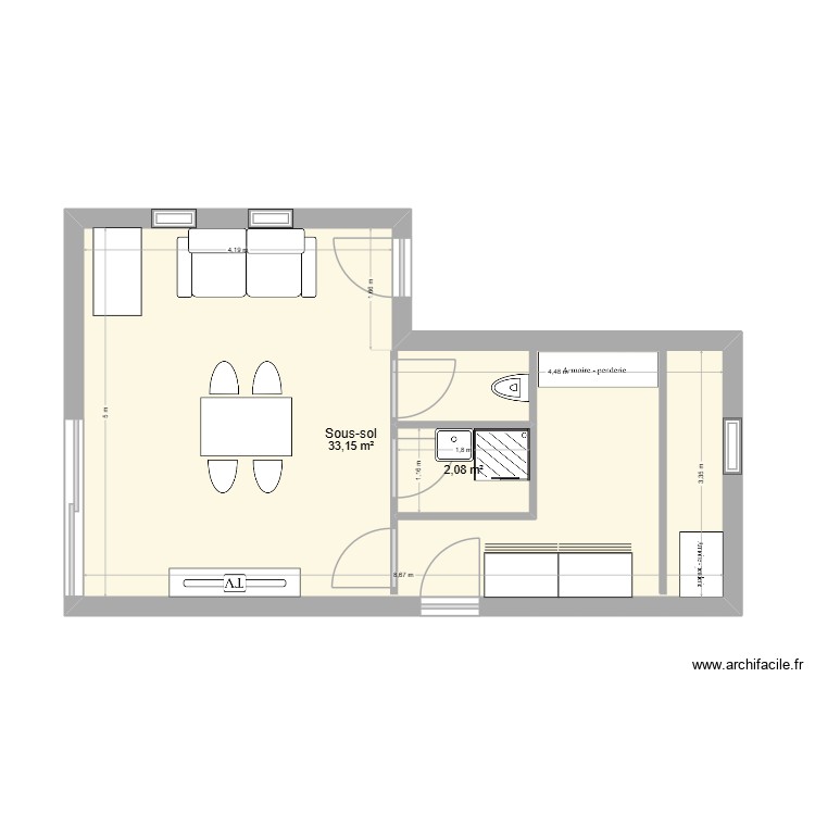 studio. Plan de 0 pièce et 0 m2