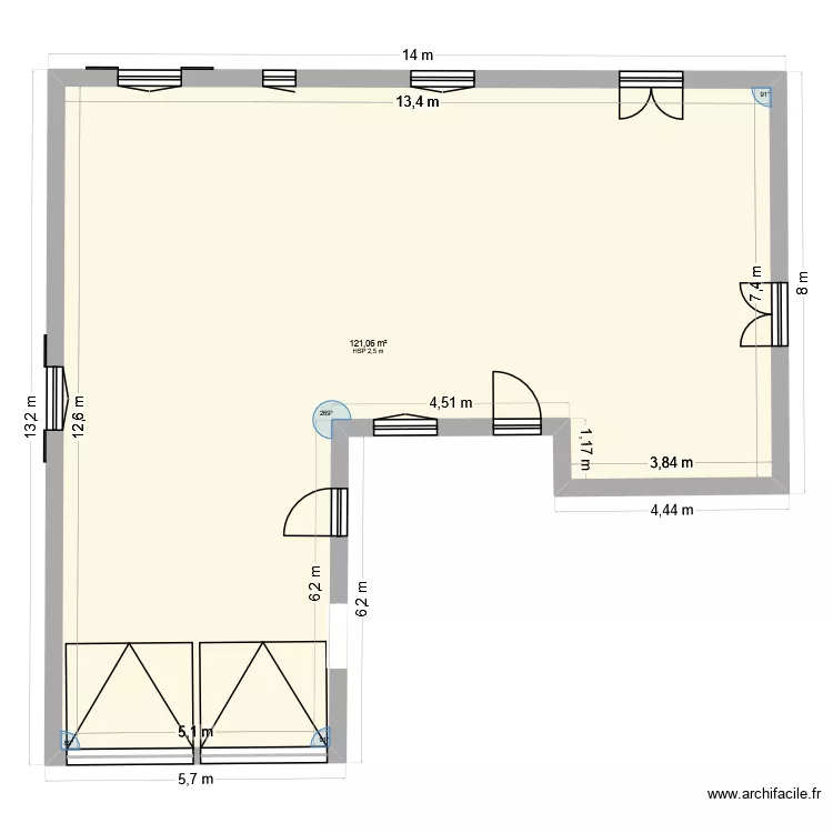 marcilly plan nu. Plan de 1  et 121 m²