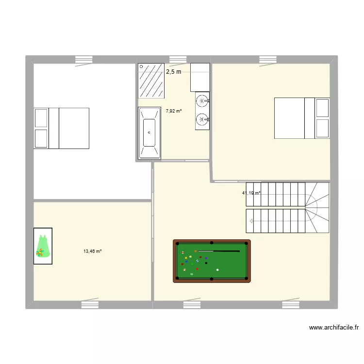ETAGE. Plan de 3  et 63 m²
