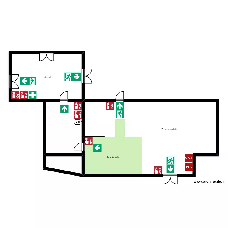 MDE production. Plan de 4  et 143 m²