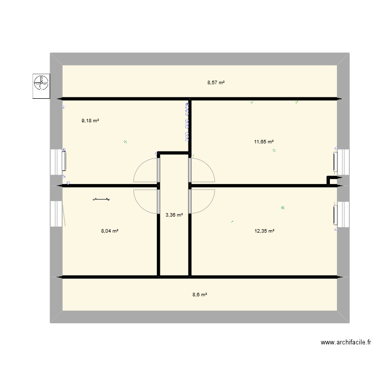 1er étage. Plan de 8 pièces et 62 m2