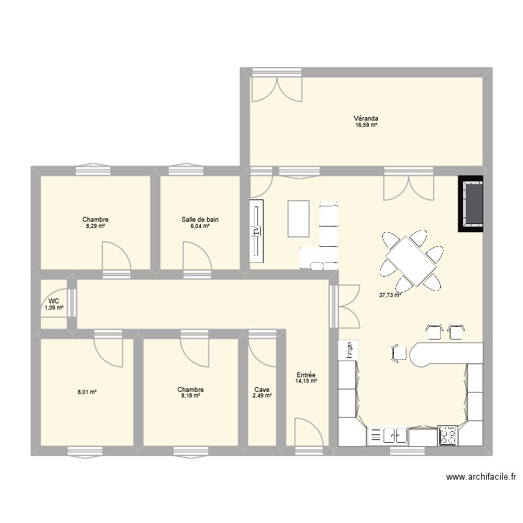 Maison Lillers après. Plan de 9 pièces et 103 m2