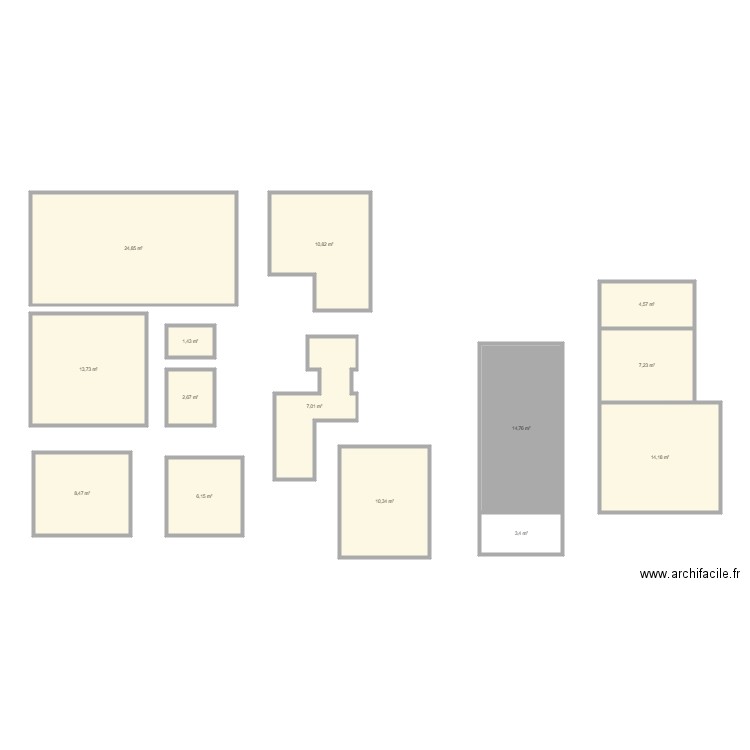 sci etex. Plan de 14 pièces et 130 m2