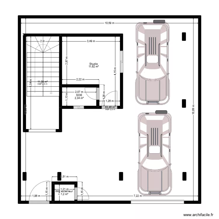 Plan pont du djou&eacute; 2. Plan de 11  et 140 m²