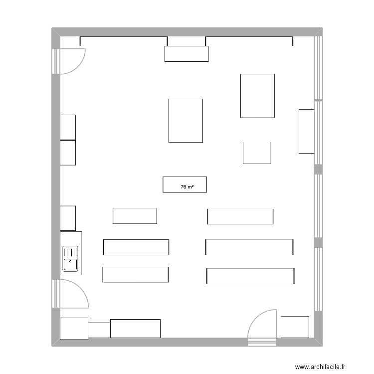 classe cp. Plan de 1 pièce et 76 m2