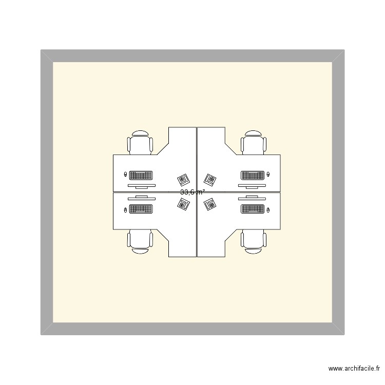 Bureau haut 2. Plan de 1 pièce et 34 m2