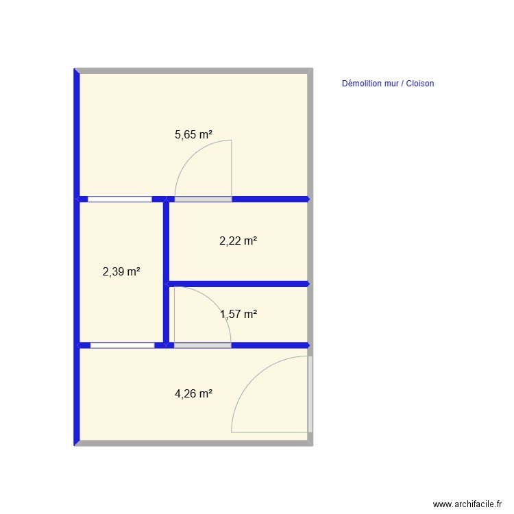 Loustalet demolition. Plan de 5 pièces et 16 m2