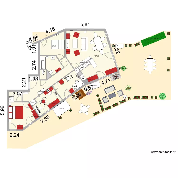 Appart St-Cyr plantes. Plan de 9  et 110 m²