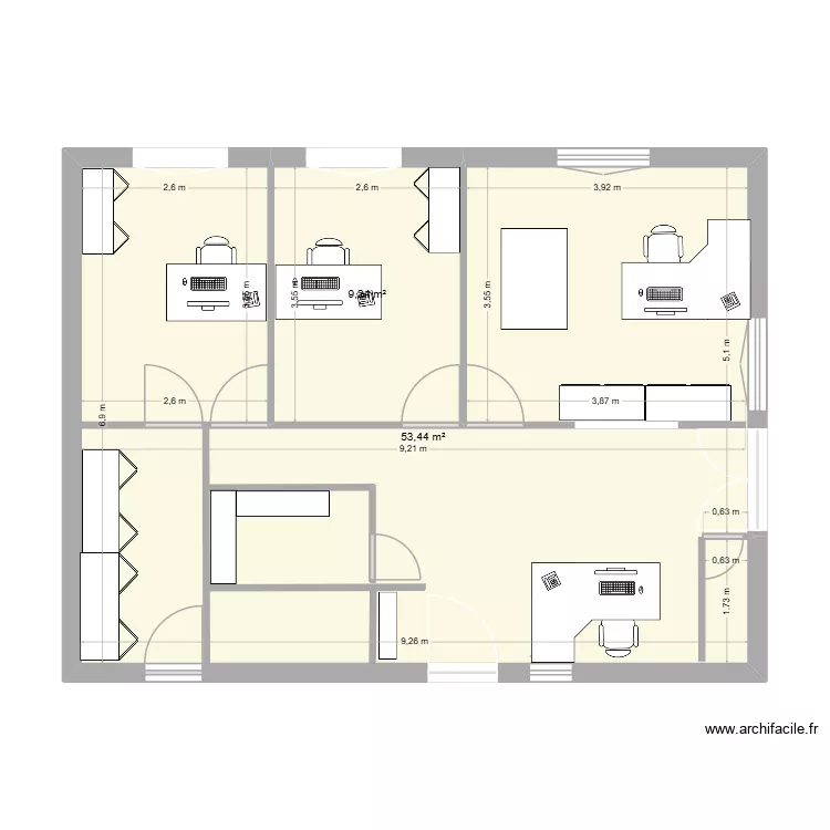 bureau. Plan de 2 pièces et 63 m² bureau. Plan de 2 pièces et 63 m²