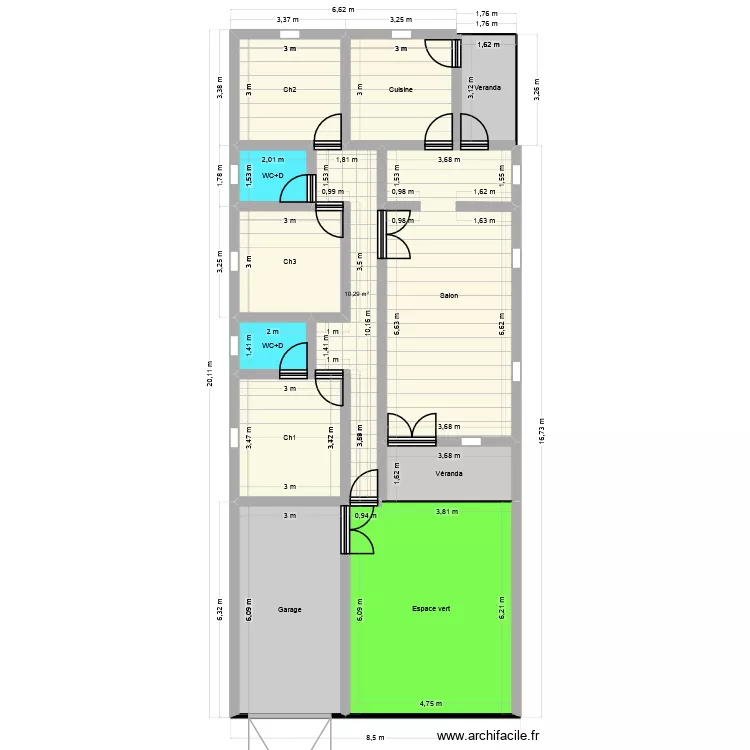 ayifa. Plan de 12  et 143 m²