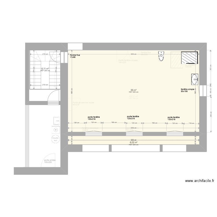 plan 2.3. Plan de 4 pièces et 131 m2