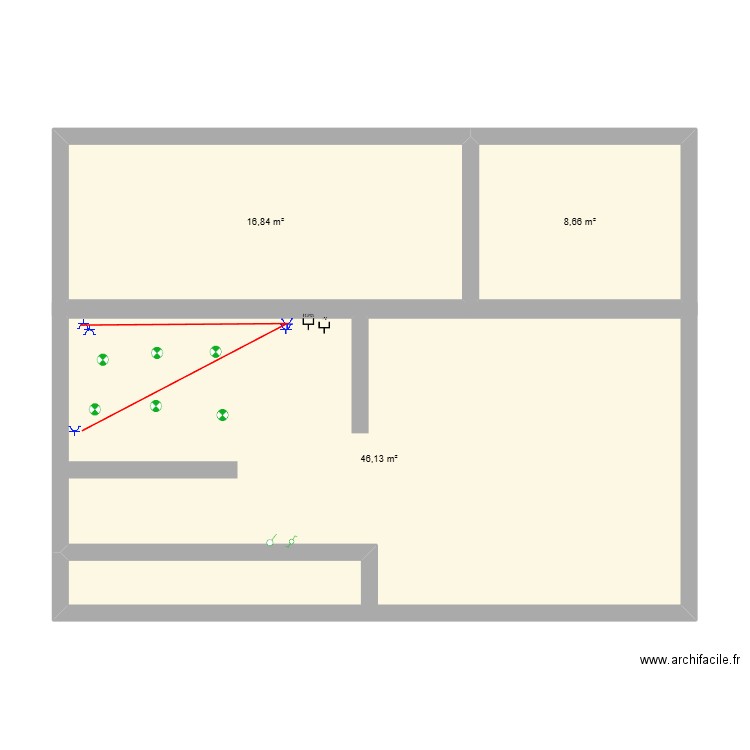 adri. Plan de 3 pièces et 72 m2
