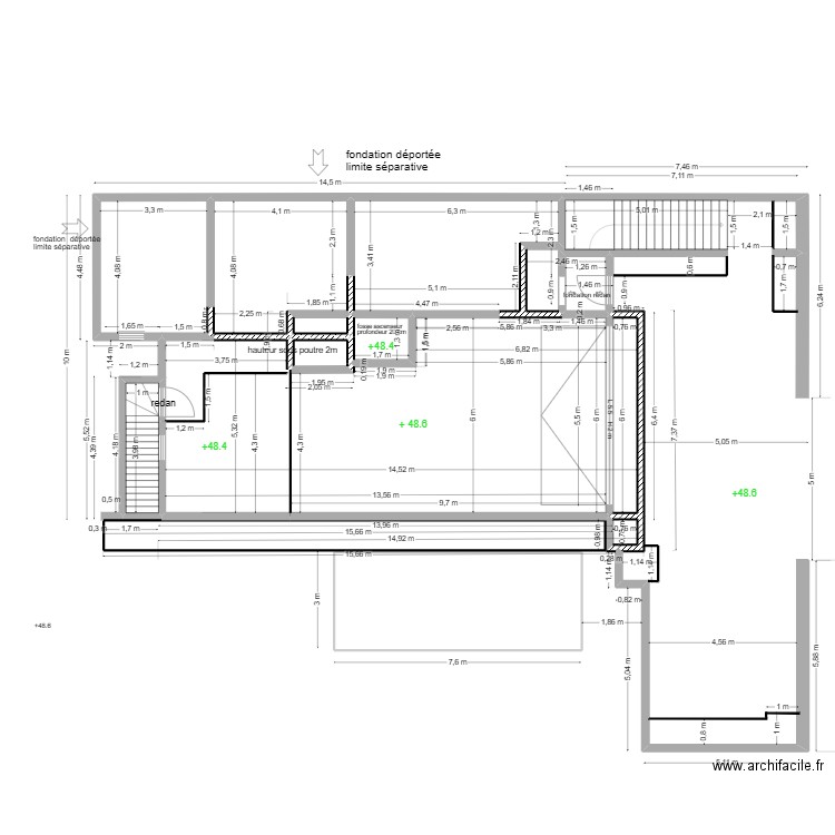 sous sol  macon mazurier. Plan de 13 pièces et 152 m2