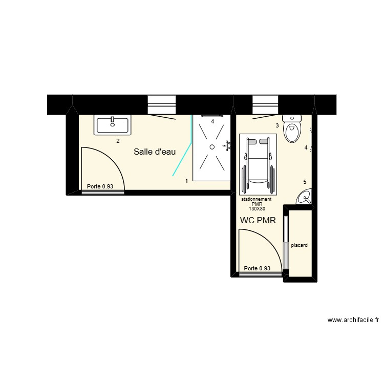 Prieur à Ciran Projet. Plan de 3 pièces et 10 m2